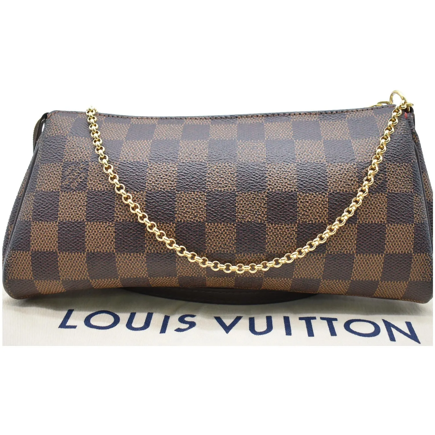 LOUIS VUITTON Pochette Eva Damier Ebene Crossbody Bag Brown