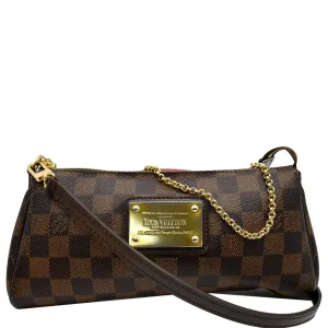LOUIS VUITTON Pochette Eva Damier Ebene Crossbody Bag Brown
