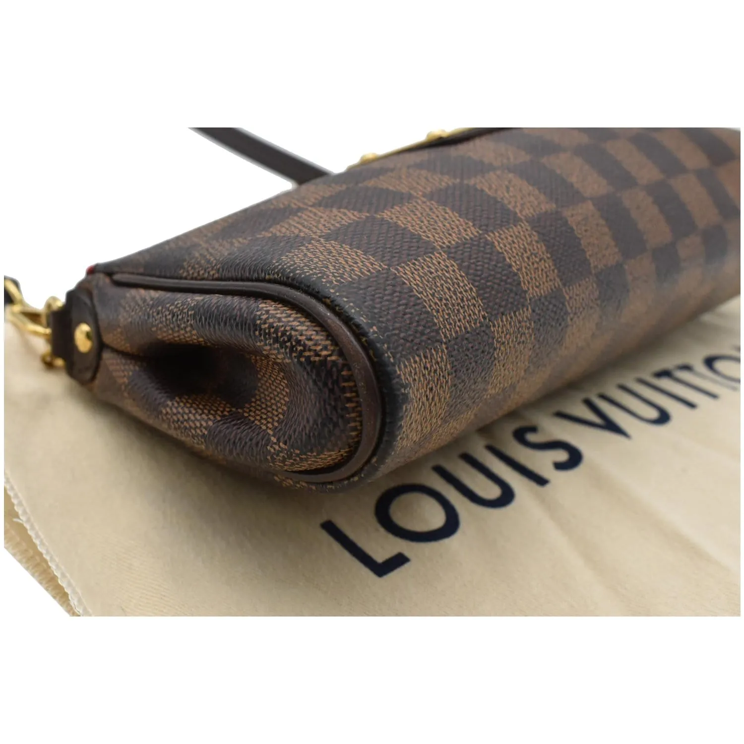 LOUIS VUITTON Pochette Eva Damier Ebene Crossbody Bag Brown