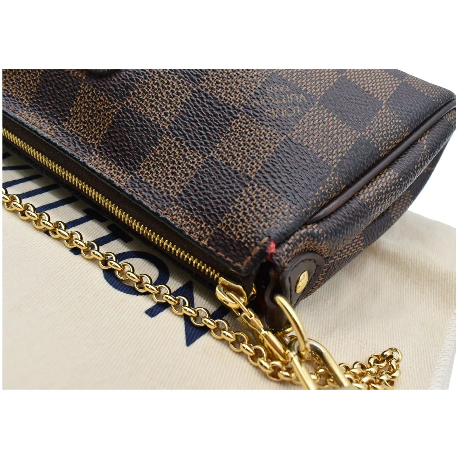 LOUIS VUITTON Pochette Eva Damier Ebene Crossbody Bag Brown