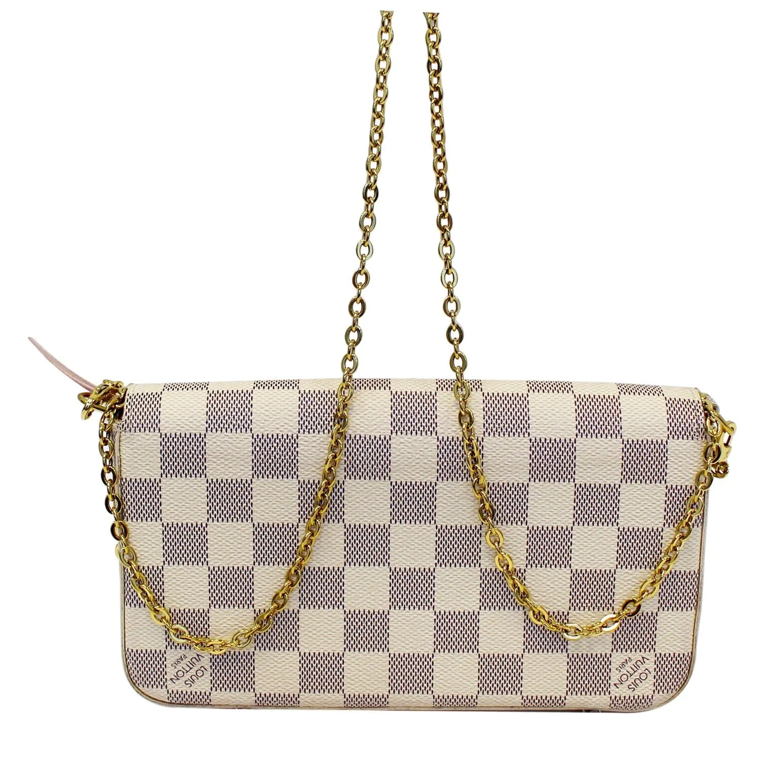 LOUIS VUITTON Pochette Felicie Damier Azur Crossbody Bag White