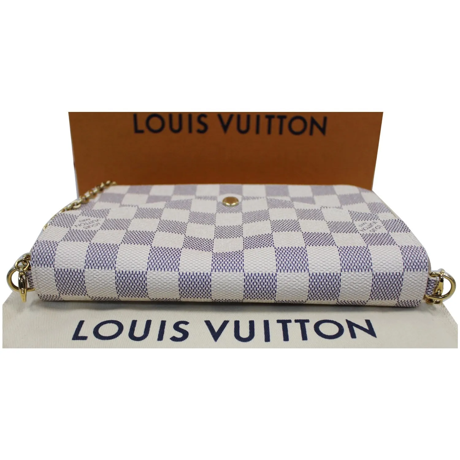 LOUIS VUITTON Pochette Felicie Damier Azur Crossbody Bag White