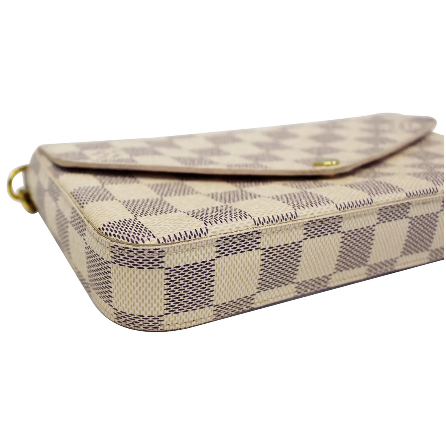 LOUIS VUITTON Pochette Felicie Damier Azur Crossbody Bag White