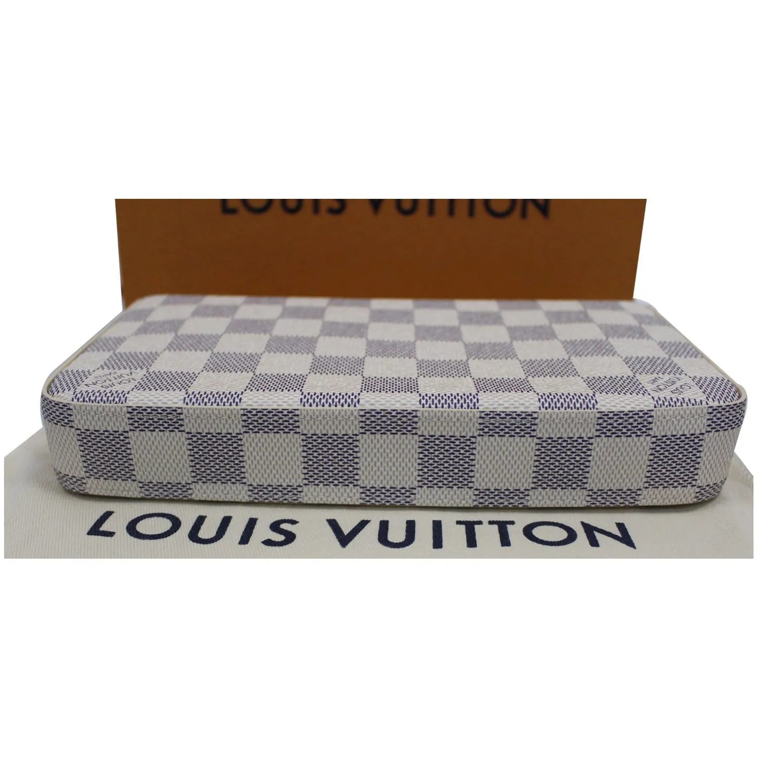 LOUIS VUITTON Pochette Felicie Damier Azur Crossbody Bag White
