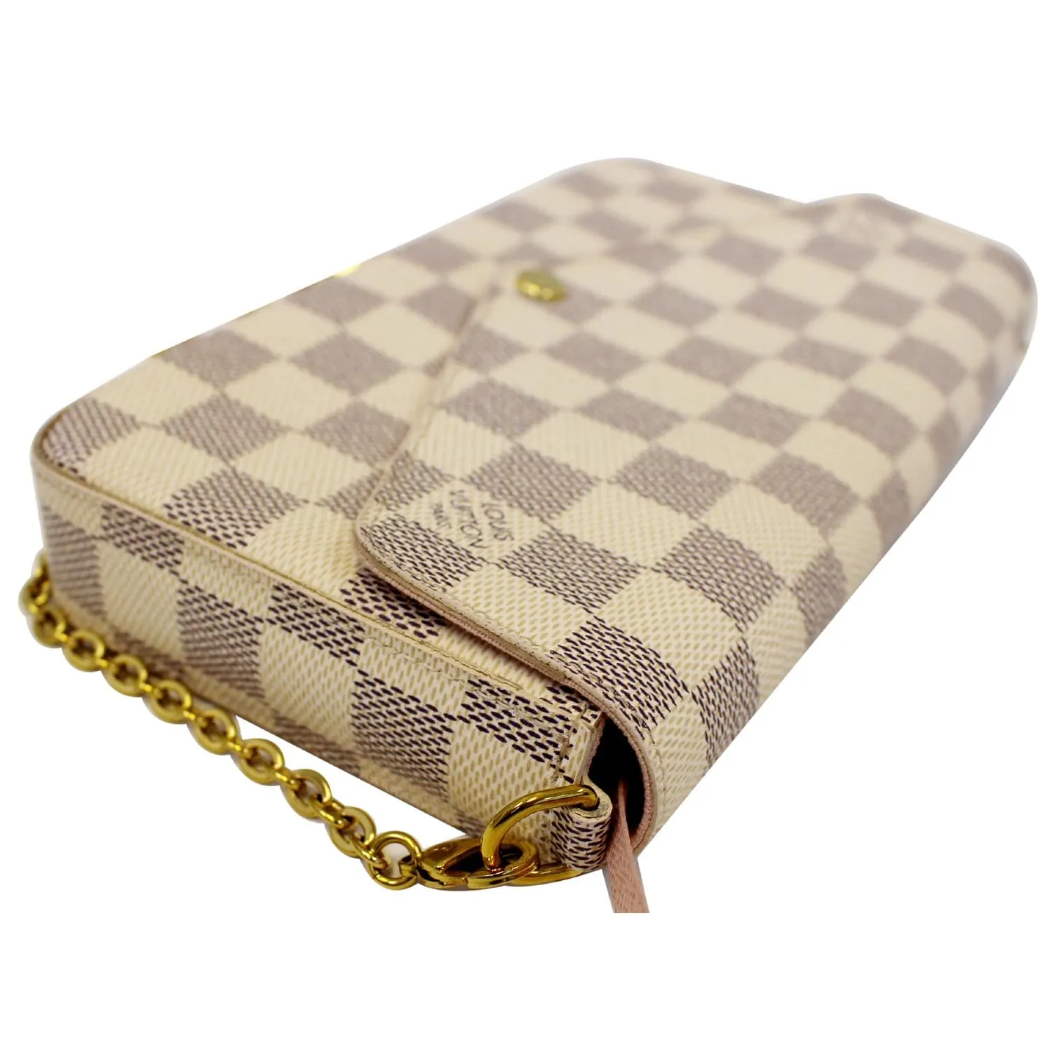 LOUIS VUITTON Pochette Felicie Damier Azur Crossbody Bag White