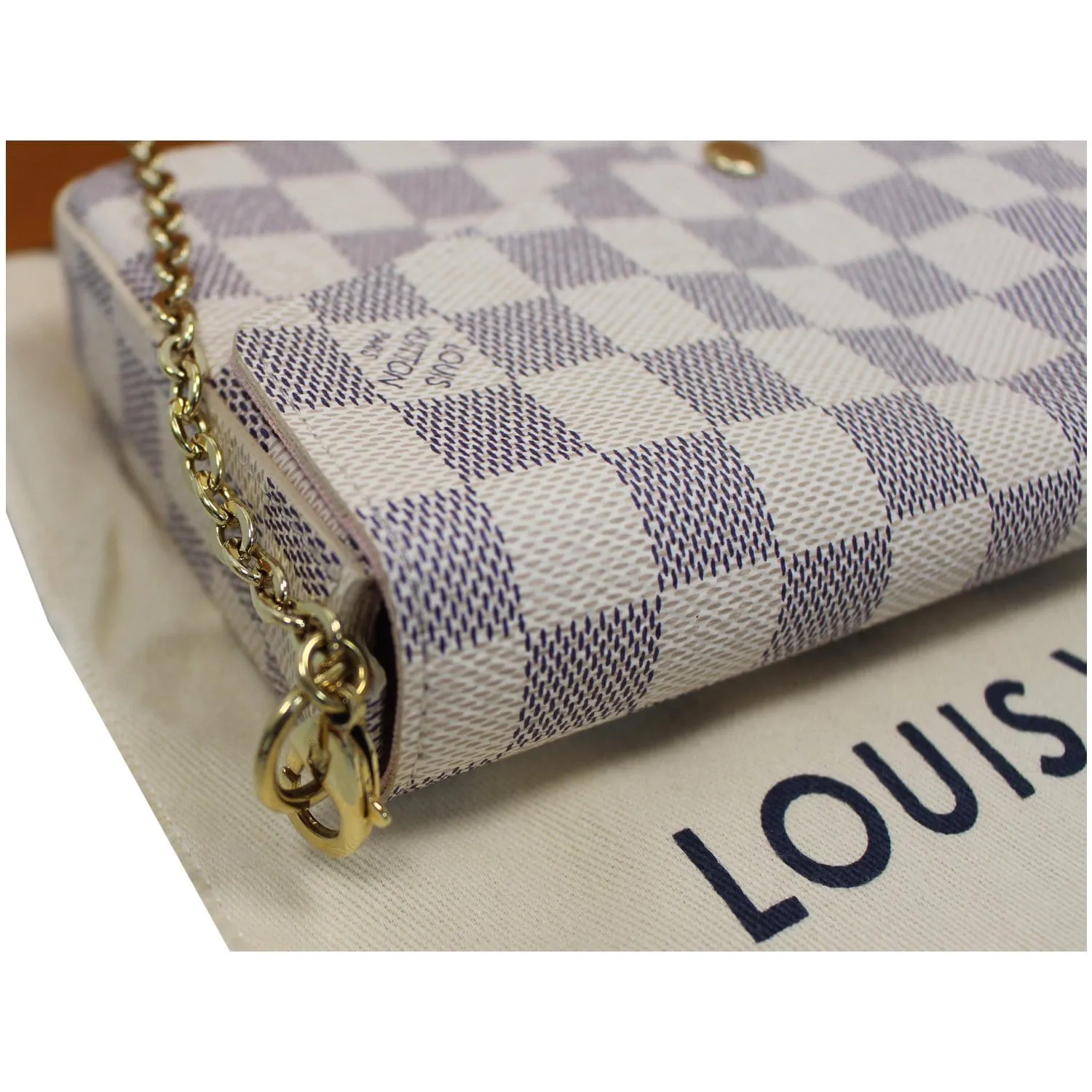 LOUIS VUITTON Pochette Felicie Damier Azur Crossbody Bag White