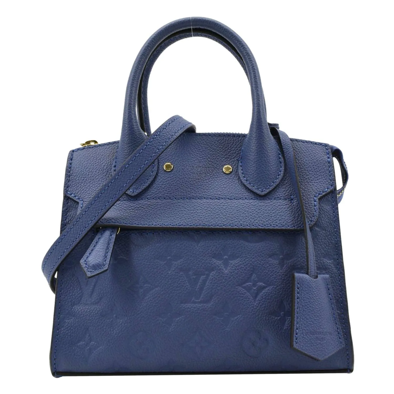 LOUIS VUITTON Pont Neuf Monogram Empreinte Leather Shoulder Bag Blue