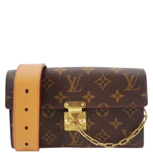 LOUIS VUITTON S Lock Monogram Canvas Belt Pouch Brown