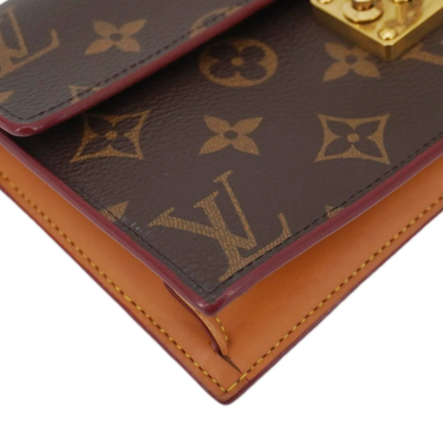 LOUIS VUITTON S Lock Monogram Canvas Belt Pouch Brown