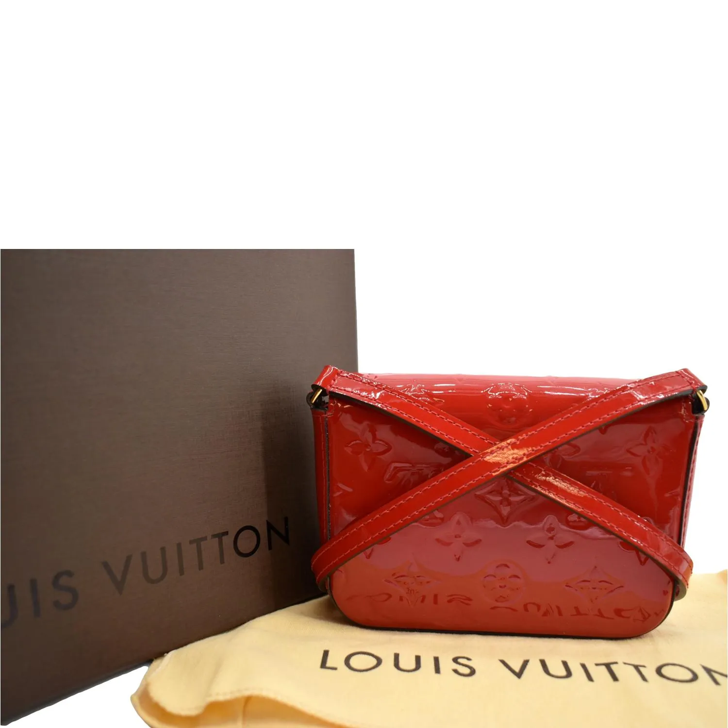 LOUIS VUITTON Sac Lucie Monogram Patent Leather Crossbody Bag Cherry