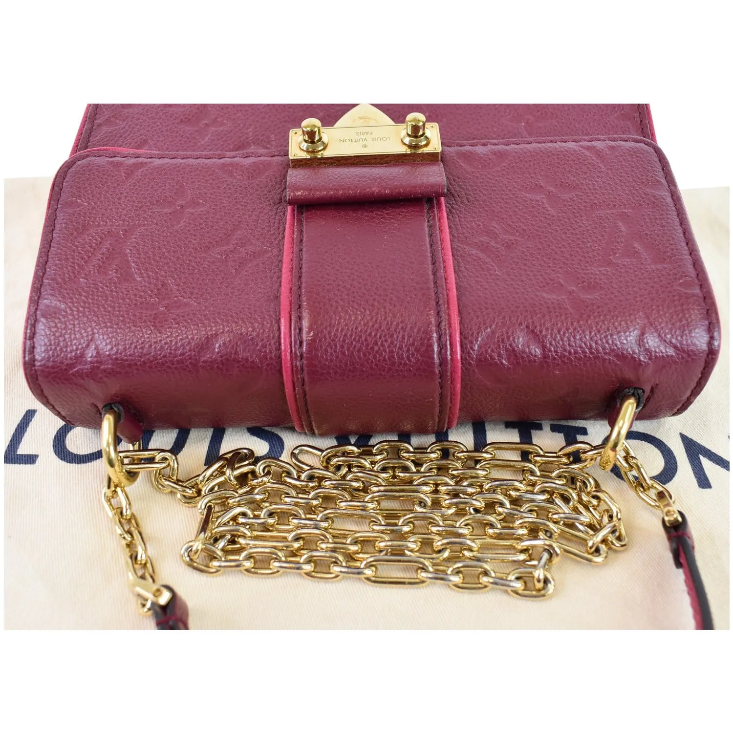LOUIS VUITTON Saint Sulpice PM Empreinte Leather Crossbody Bag Maroon