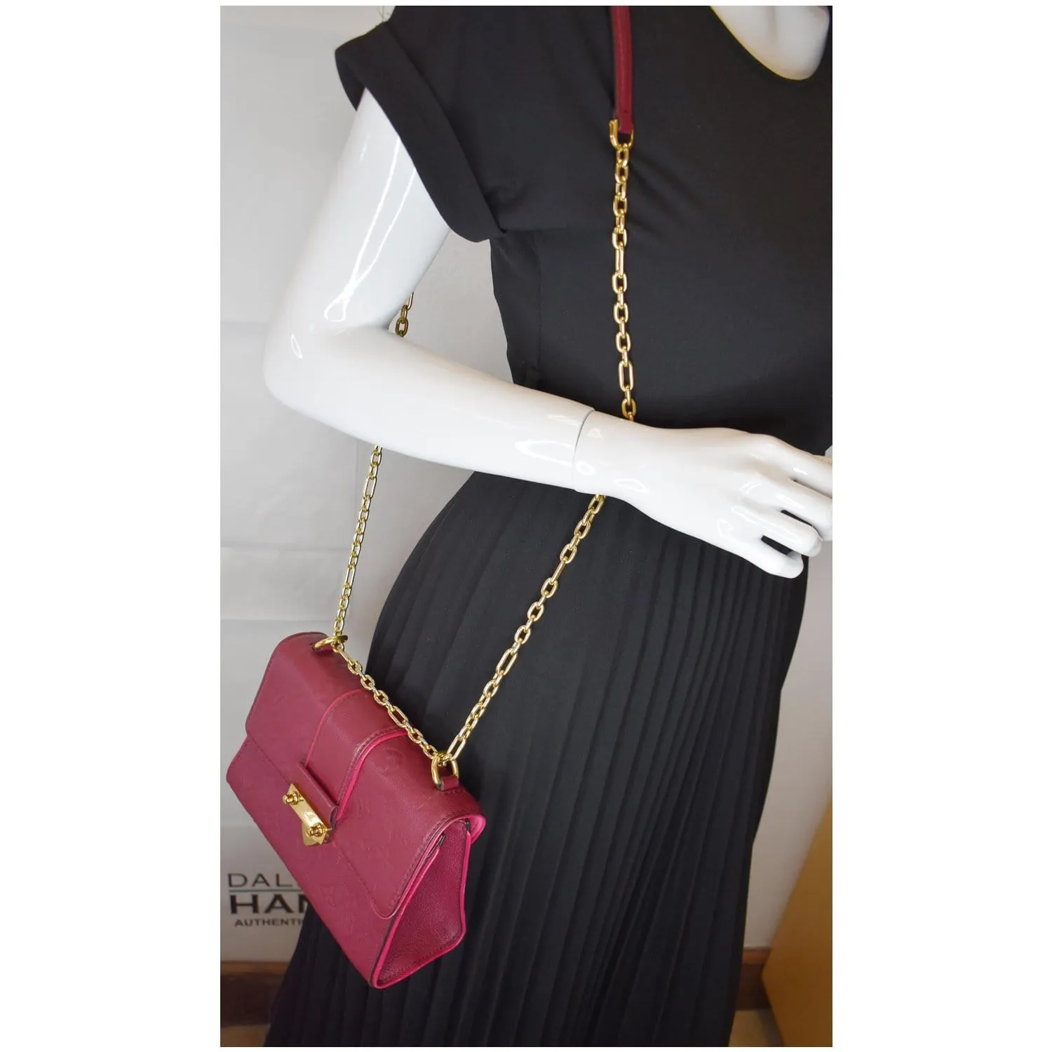 LOUIS VUITTON Saint Sulpice PM Empreinte Leather Crossbody Bag Maroon