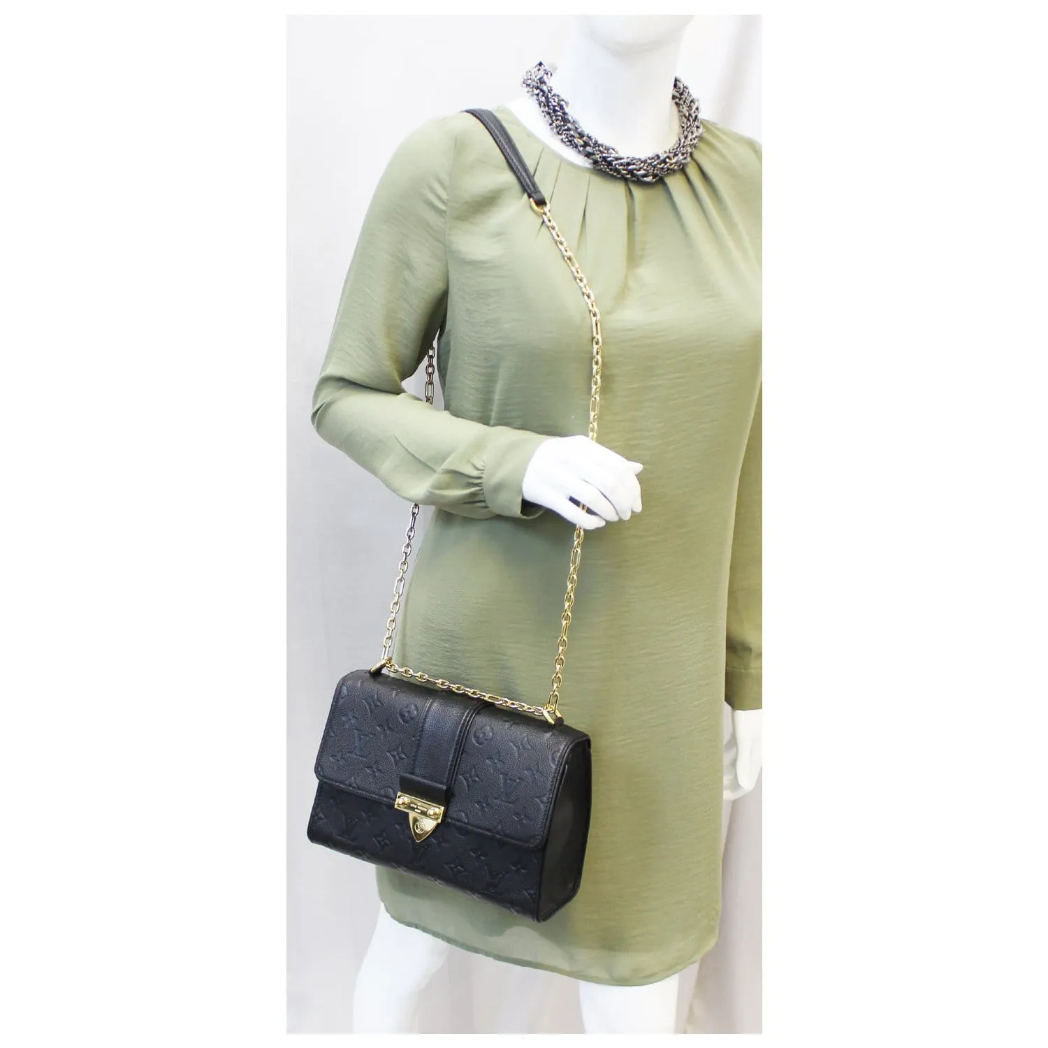 LOUIS VUITTON Saint Sulpice PM Empreinte Leather Crossbody Bag Noir