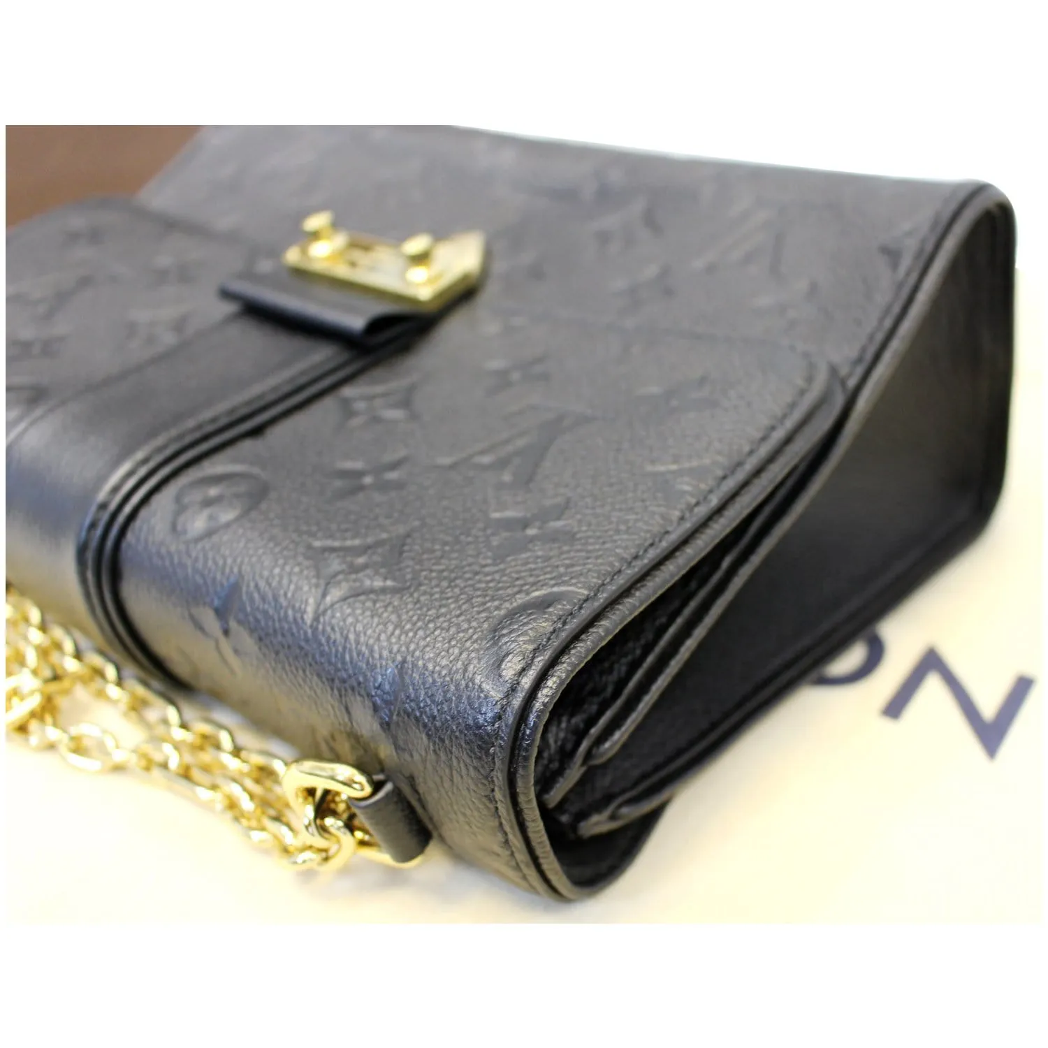 LOUIS VUITTON Saint Sulpice PM Empreinte Leather Crossbody Bag Noir