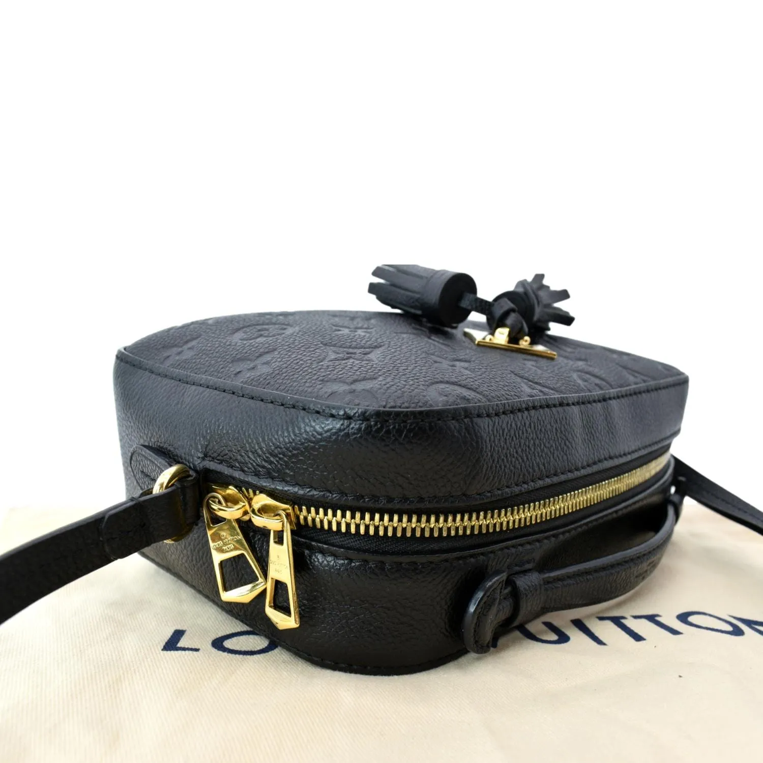 LOUIS VUITTON Saintonge Monogram Empreinte Leather Crossbody Bag Black