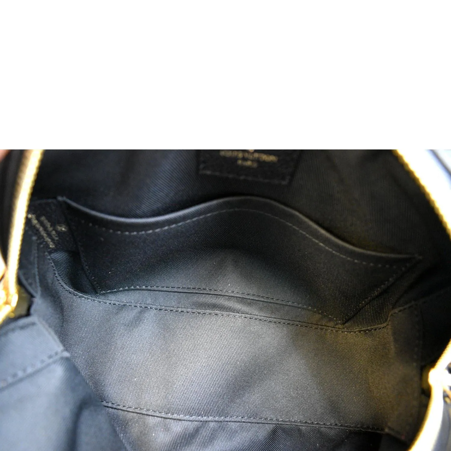 LOUIS VUITTON Saintonge Monogram Empreinte Leather Crossbody Bag Black