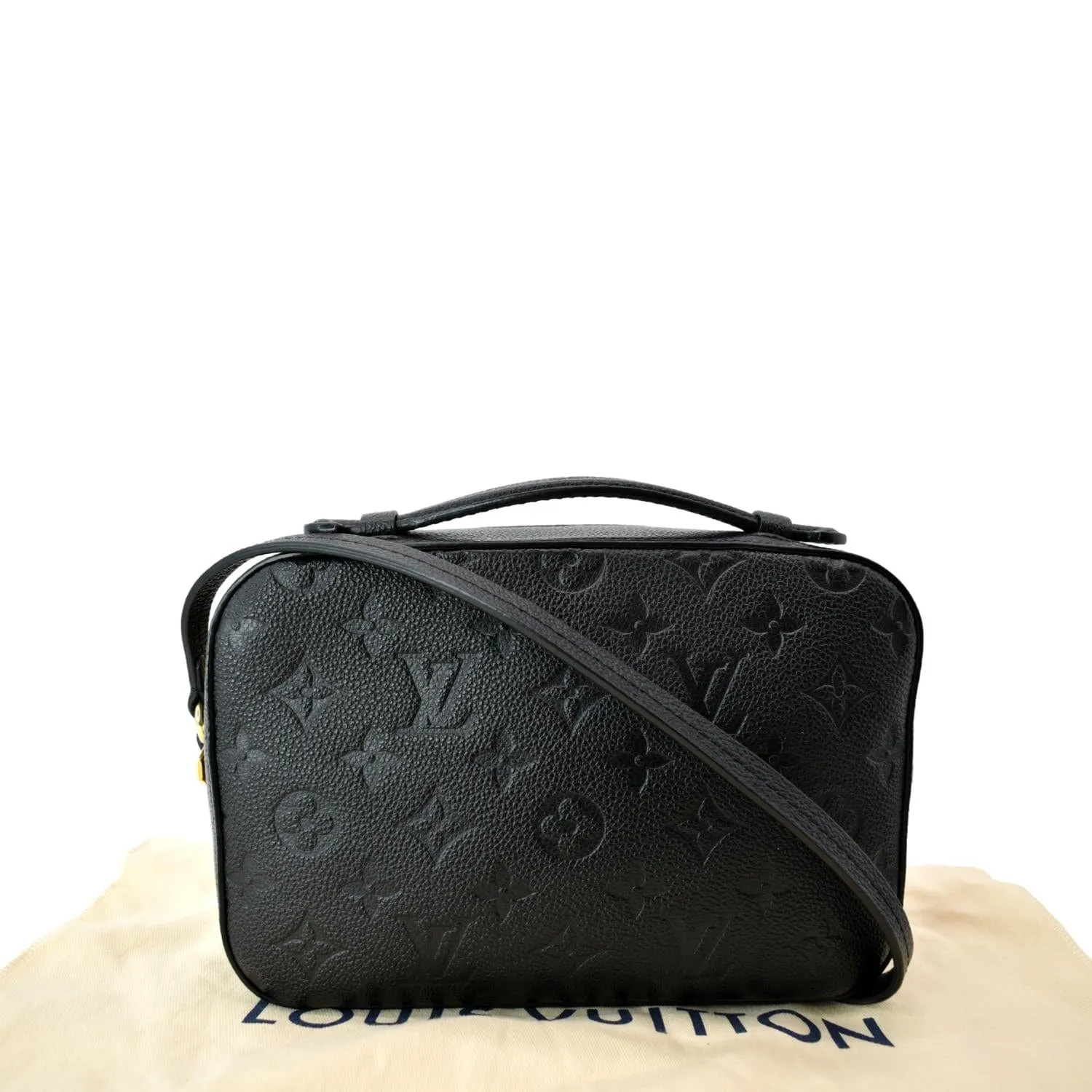 LOUIS VUITTON Saintonge Monogram Empreinte Leather Crossbody Bag Black