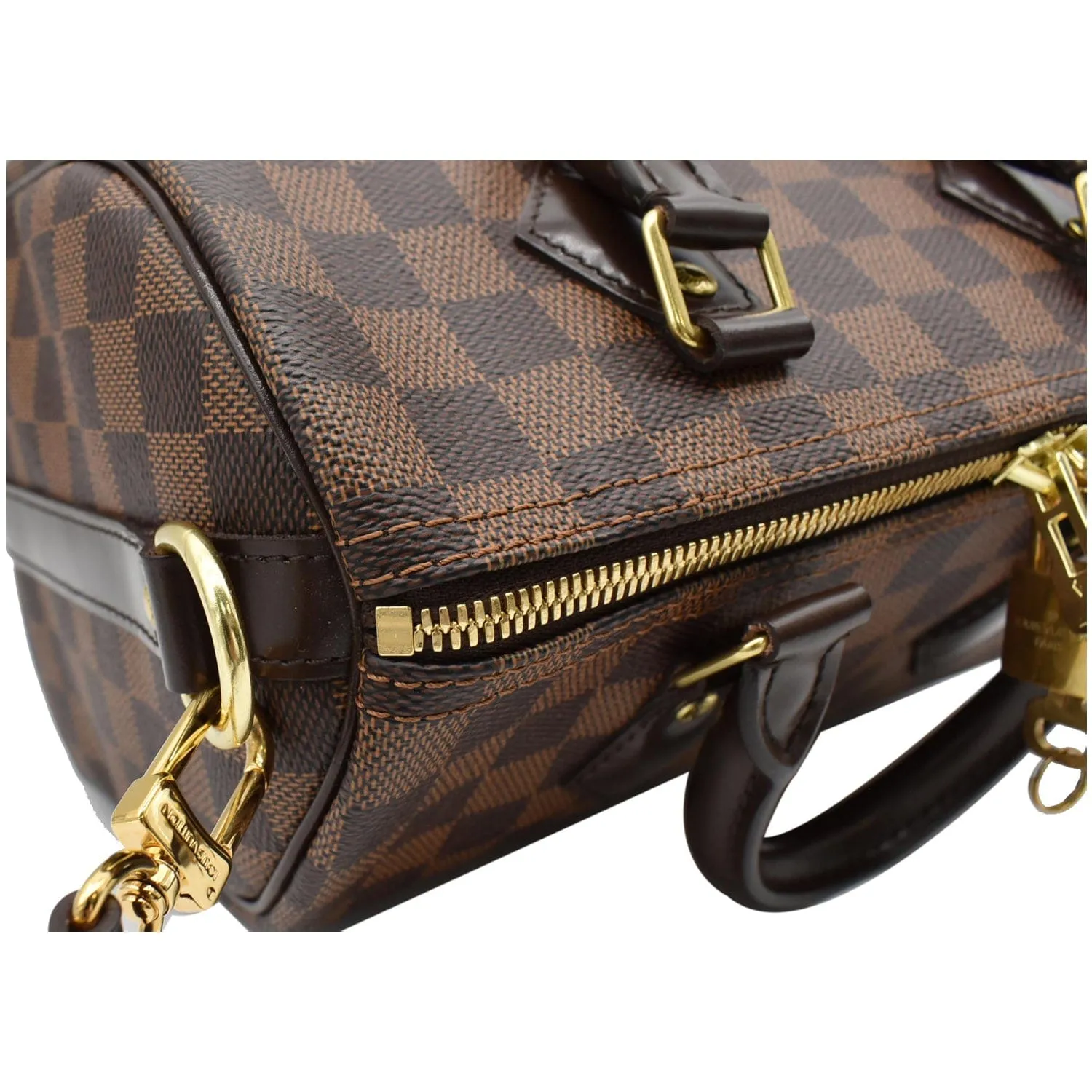 LOUIS VUITTON Speedy 25 Bandouliere Damier Ebene Crossbody Bag Brown
