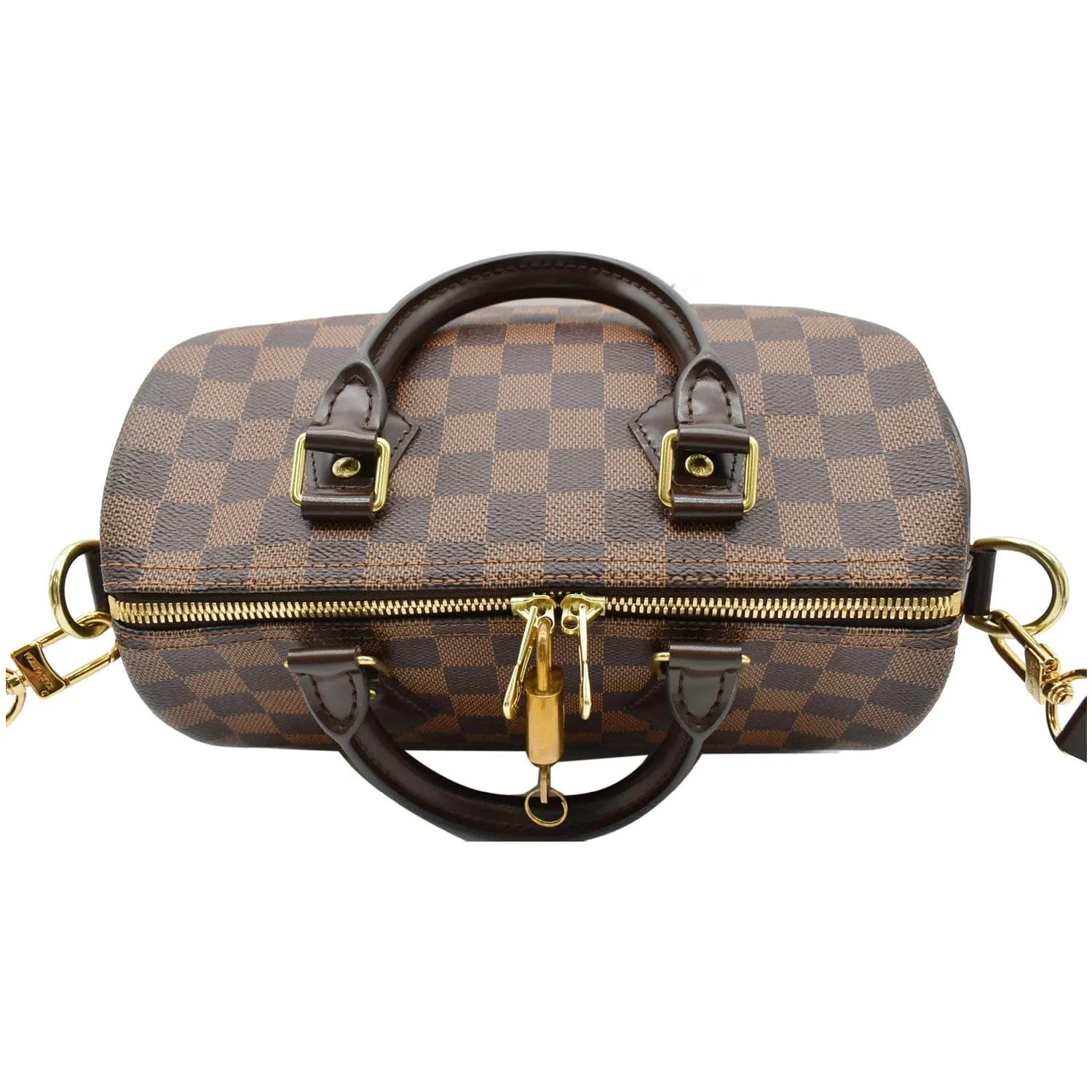 LOUIS VUITTON Speedy 25 Bandouliere Damier Ebene Crossbody Bag Brown