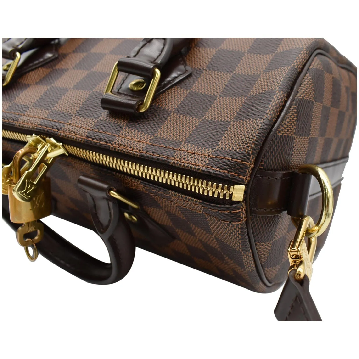 LOUIS VUITTON Speedy 25 Bandouliere Damier Ebene Crossbody Bag Brown