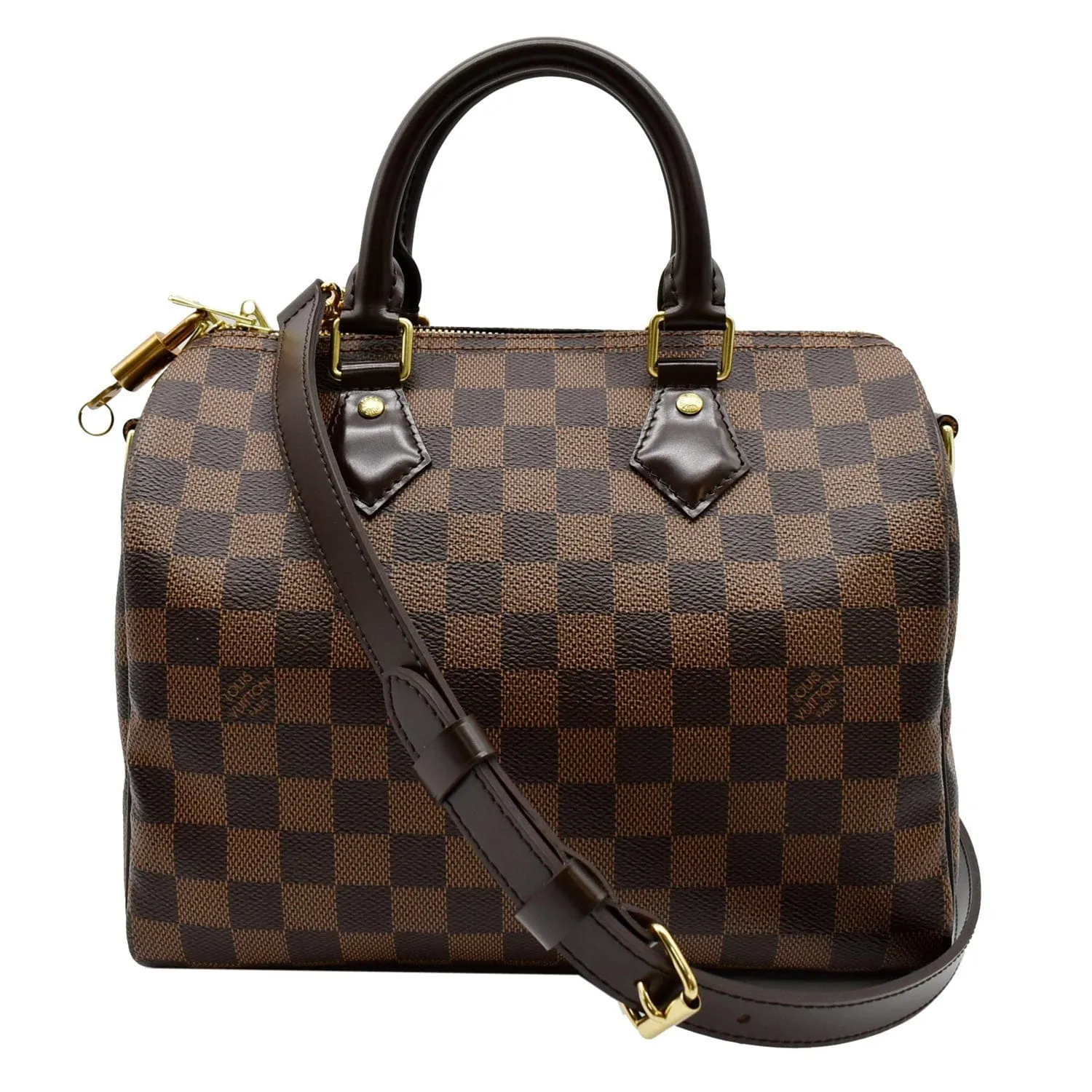 LOUIS VUITTON Speedy 25 Bandouliere Damier Ebene Crossbody Bag Brown