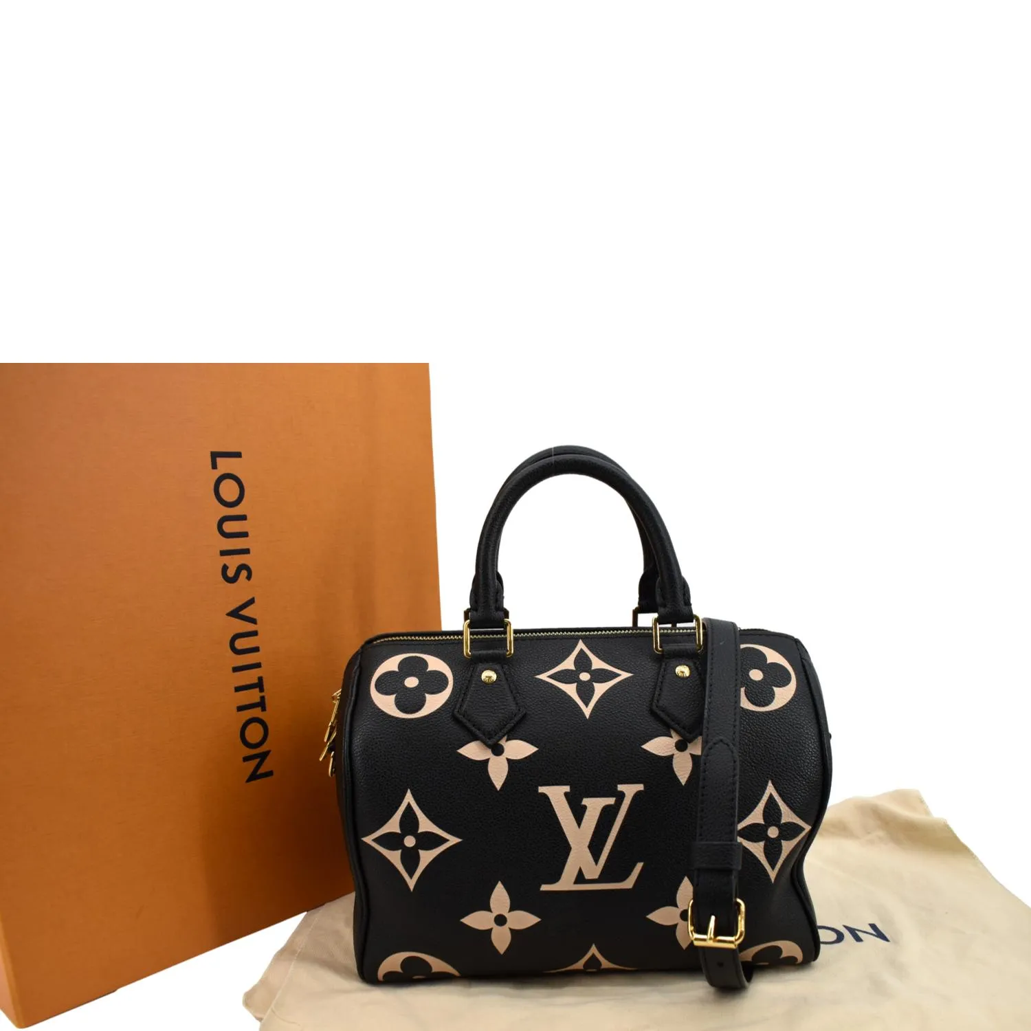 LOUIS VUITTON Speedy 25 Bandouliere Monogram Empreinte Crossbody Bag Bicolor