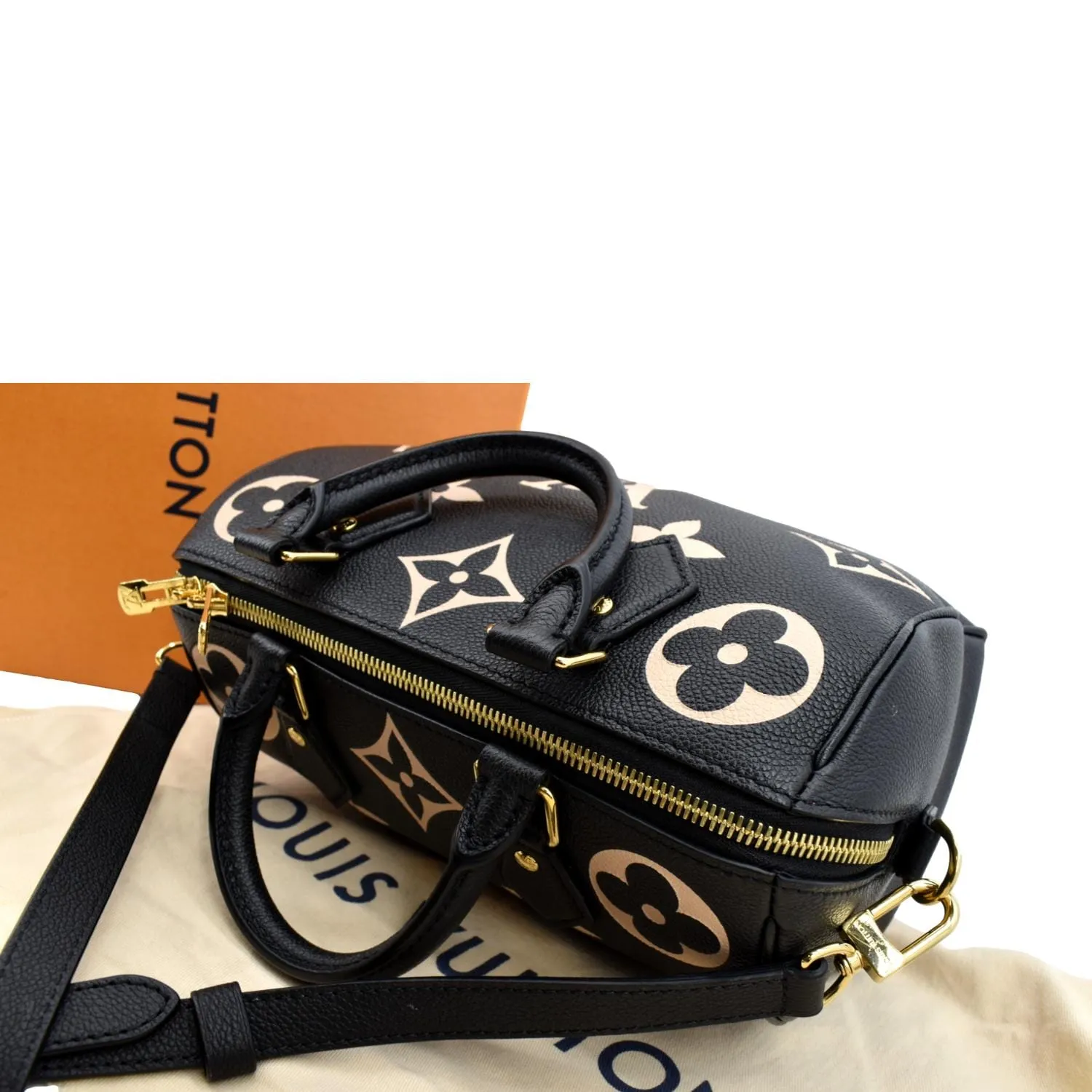 LOUIS VUITTON Speedy 25 Bandouliere Monogram Empreinte Crossbody Bag Bicolor