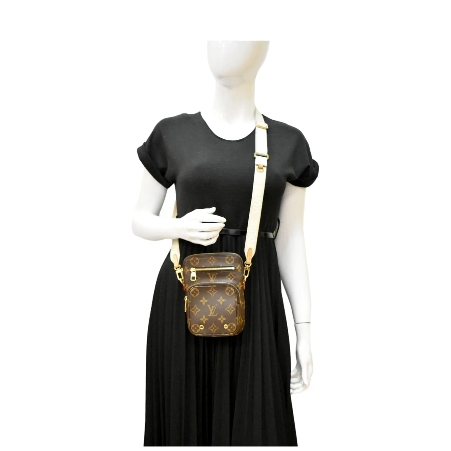 LOUIS VUITTON Utility Phone Sleeve Monogram Canvas Crossbody Bag Brown