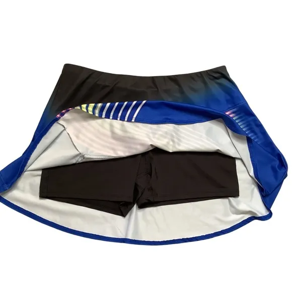 Lucky in Love Women's Neon Lights Skirt blue tennis skort run sz XL