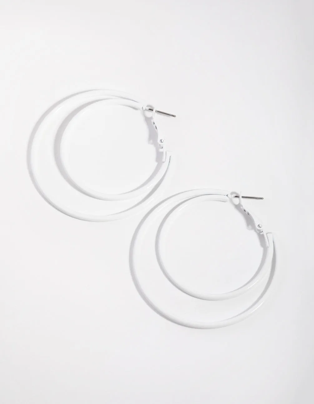 Matte White Double Hoop Earrings