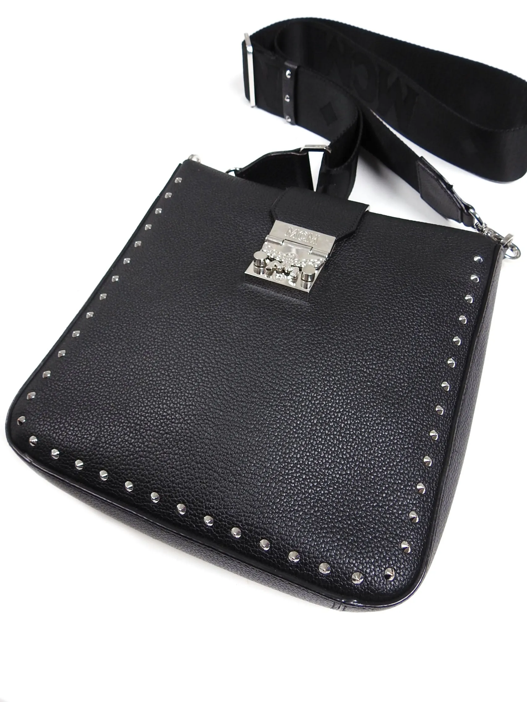 MCM Black Grained Leather Crossbody Bag