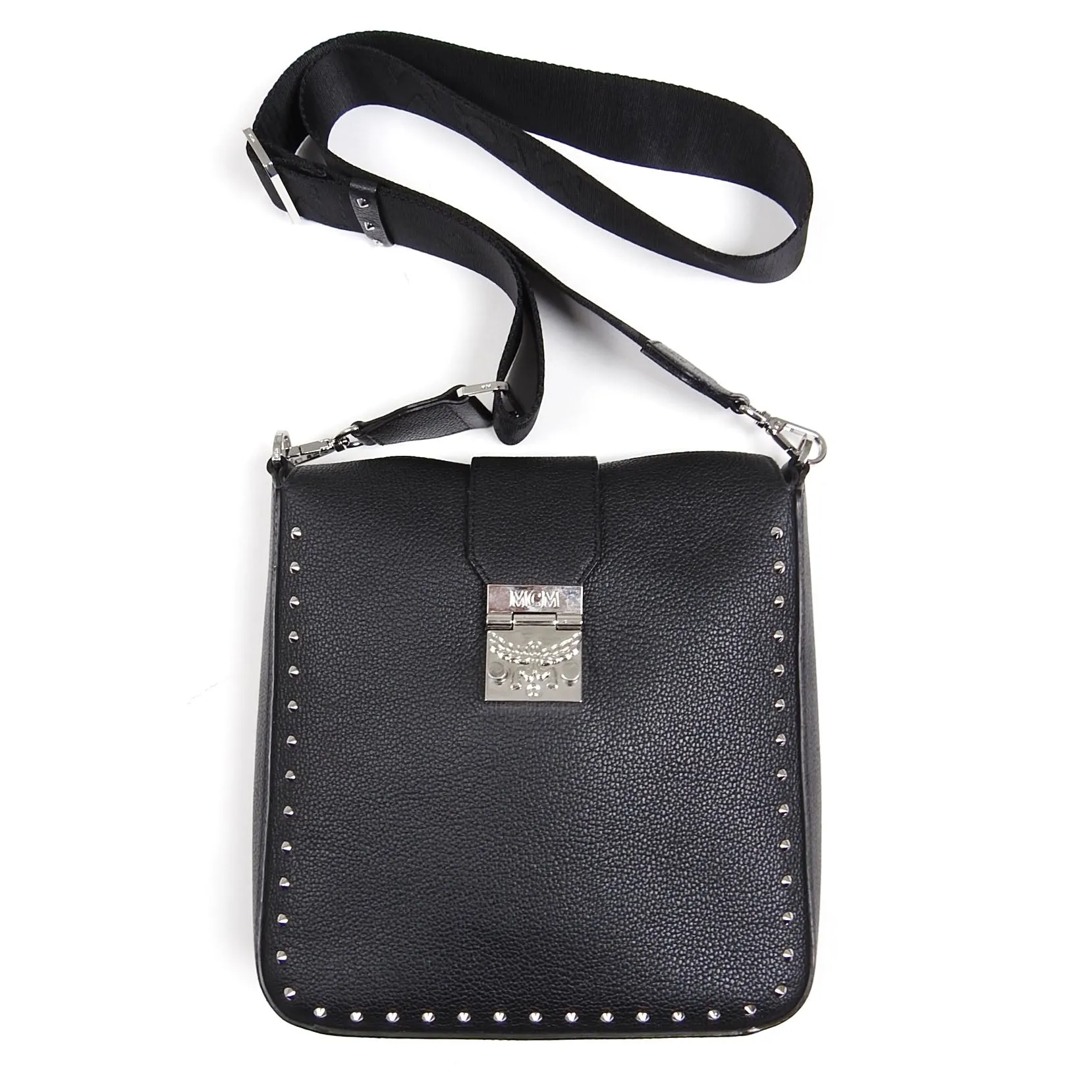 MCM Black Grained Leather Crossbody Bag
