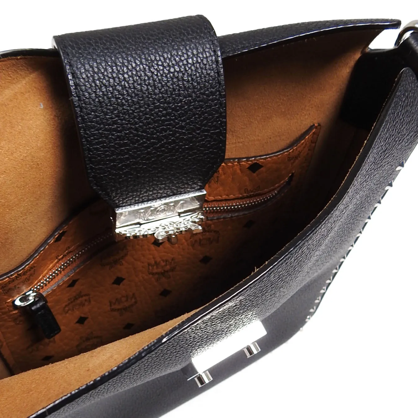 MCM Black Grained Leather Crossbody Bag