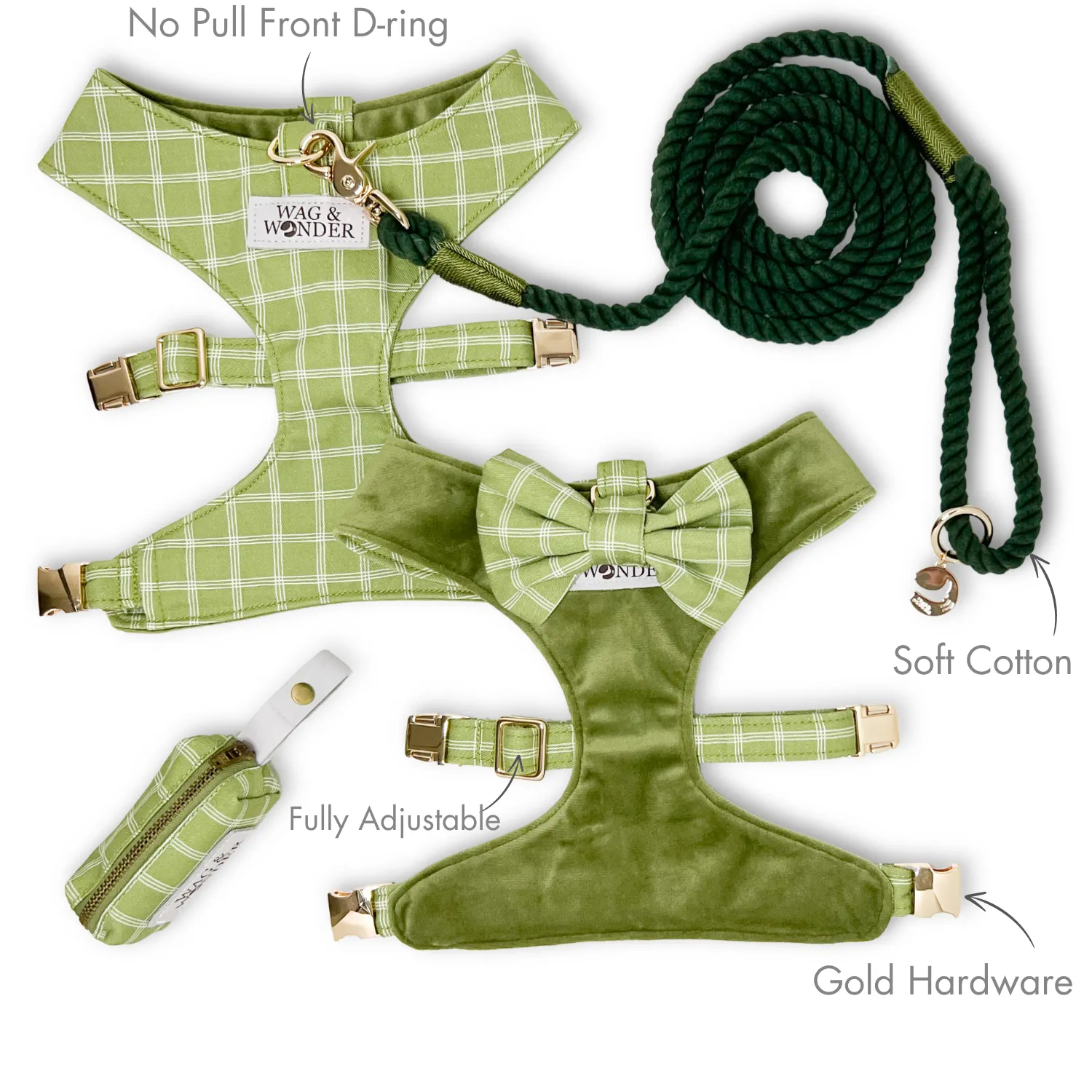 Meadow Reversible Dog Harness   Bow Tie Walk Set