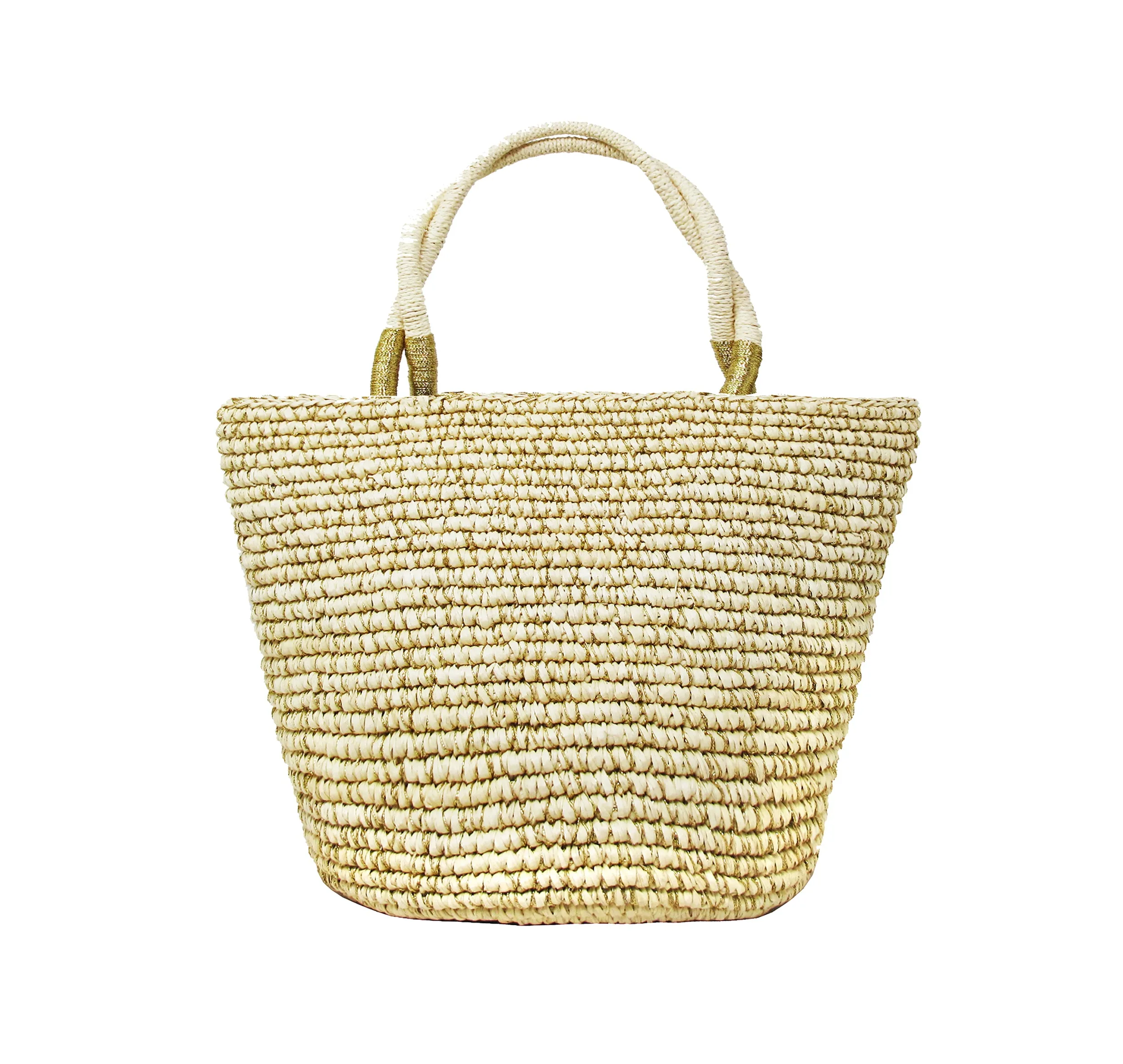 Medium tote woven straw solid dorado