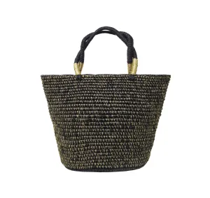 Medium tote woven straw solid dorado