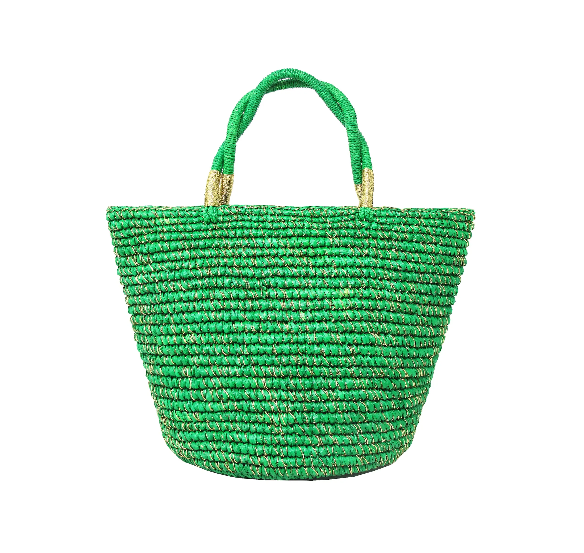 Medium tote woven straw solid dorado