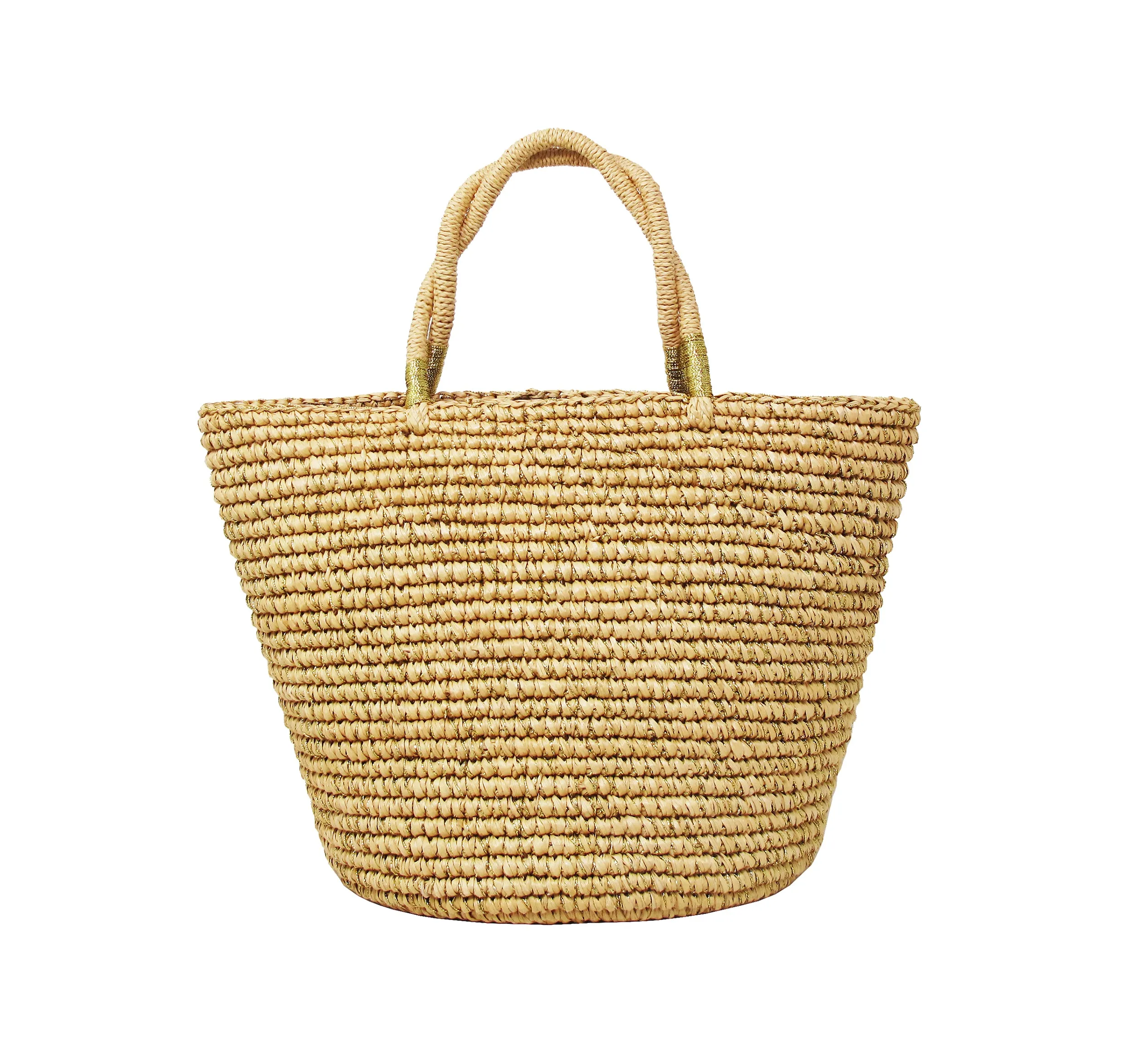 Medium tote woven straw solid dorado