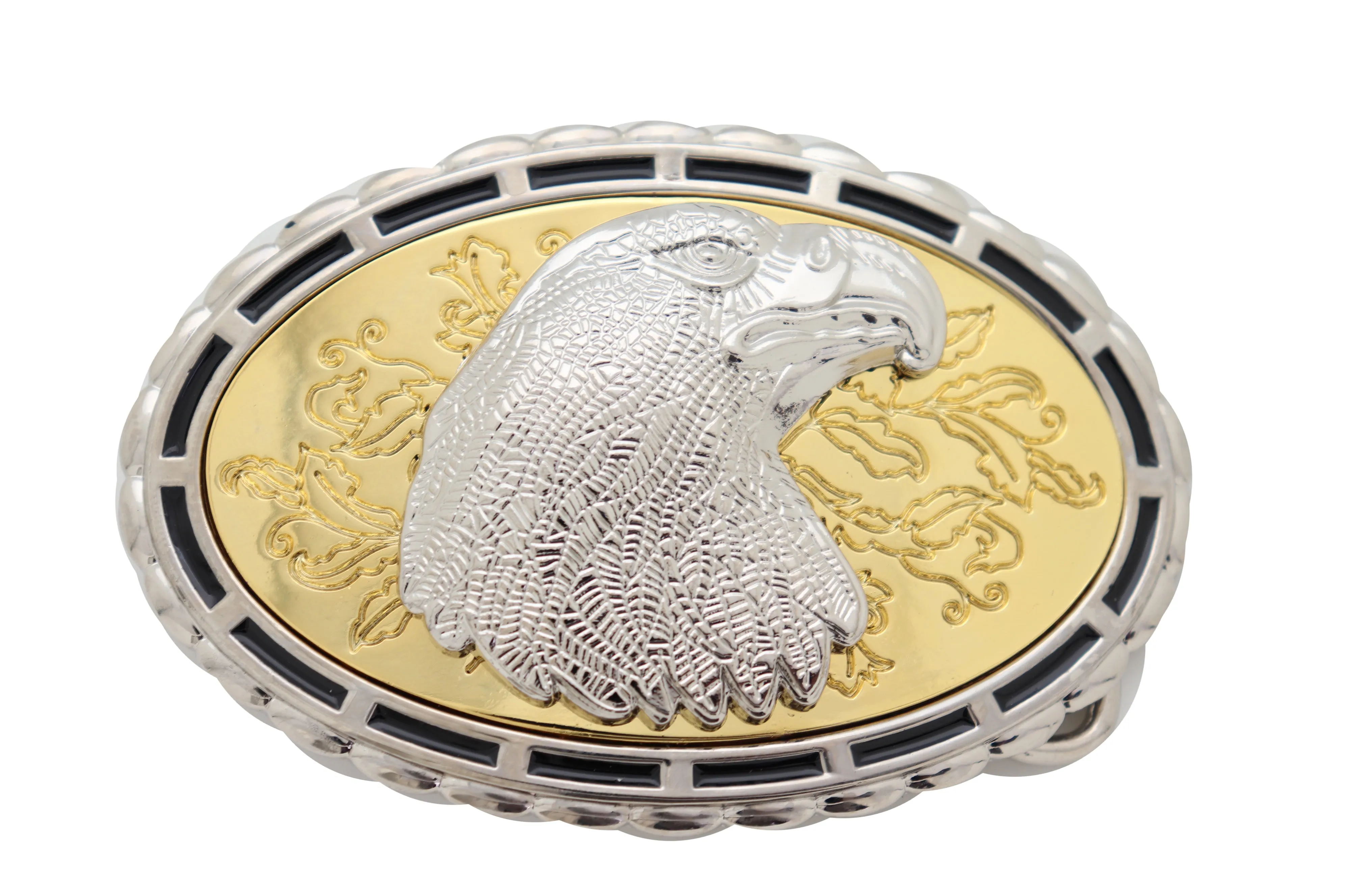 Men Women Silver Metal Oval Belt Buckle Western Fashion American Bird Eagle Head