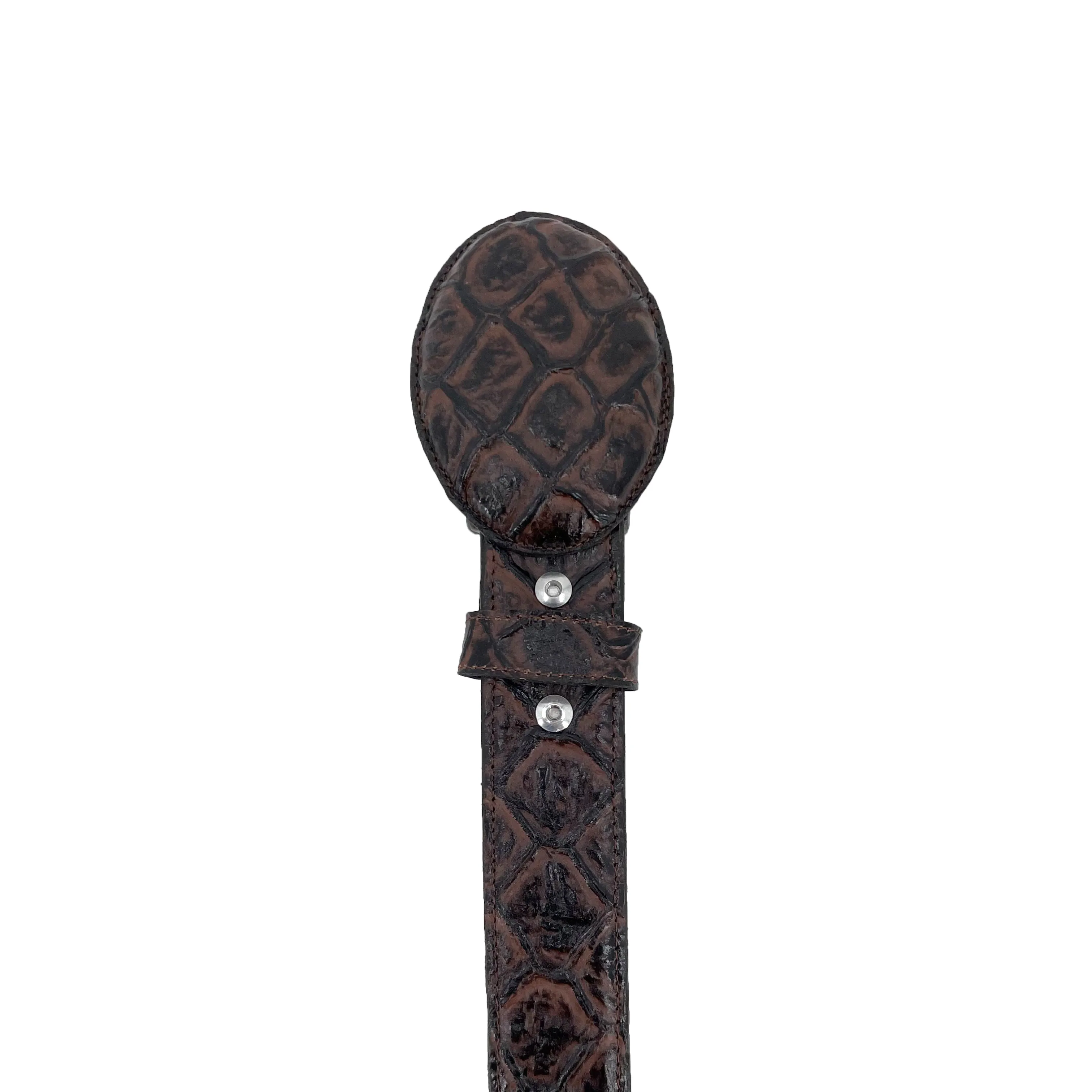 Men's  Printed Fish Leather Belt - Brown