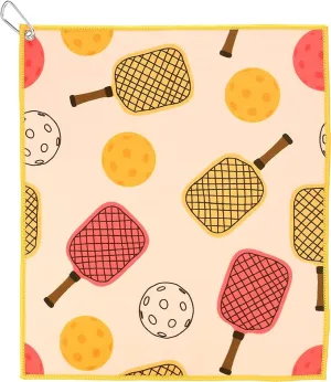 Millie Rose Pickleball Towels in Fashionable Prints - Cute 15x17 inch Microfiber & Cotton Athletic Towels with Carabiner Clip - Pickleball Accessories, Pickleball Gifts (OPA!)