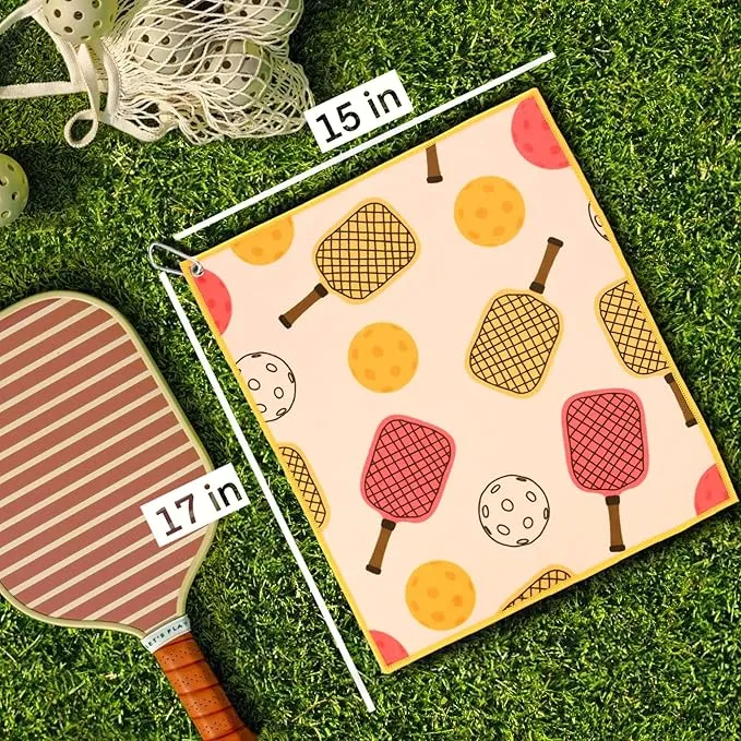 Millie Rose Pickleball Towels in Fashionable Prints - Cute 15x17 inch Microfiber & Cotton Athletic Towels with Carabiner Clip - Pickleball Accessories, Pickleball Gifts (OPA!)