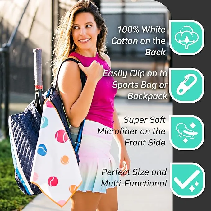 Millie Rose Pickleball Towels in Fashionable Prints - Cute 15x17 inch Microfiber & Cotton Athletic Towels with Carabiner Clip - Pickleball Accessories, Pickleball Gifts (OPA!)