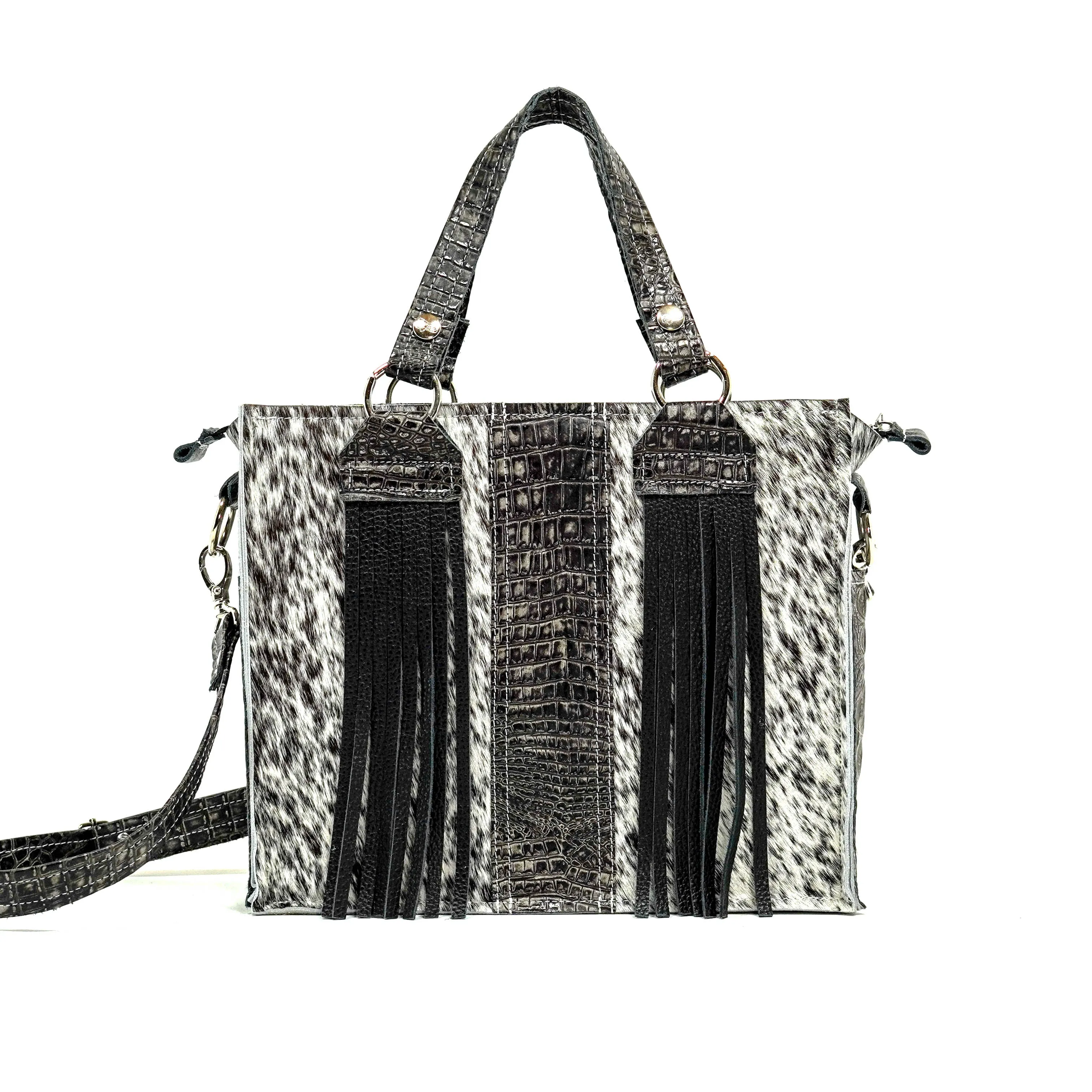 Minnie Pearl - Black & White w/ Smoke Show Croc