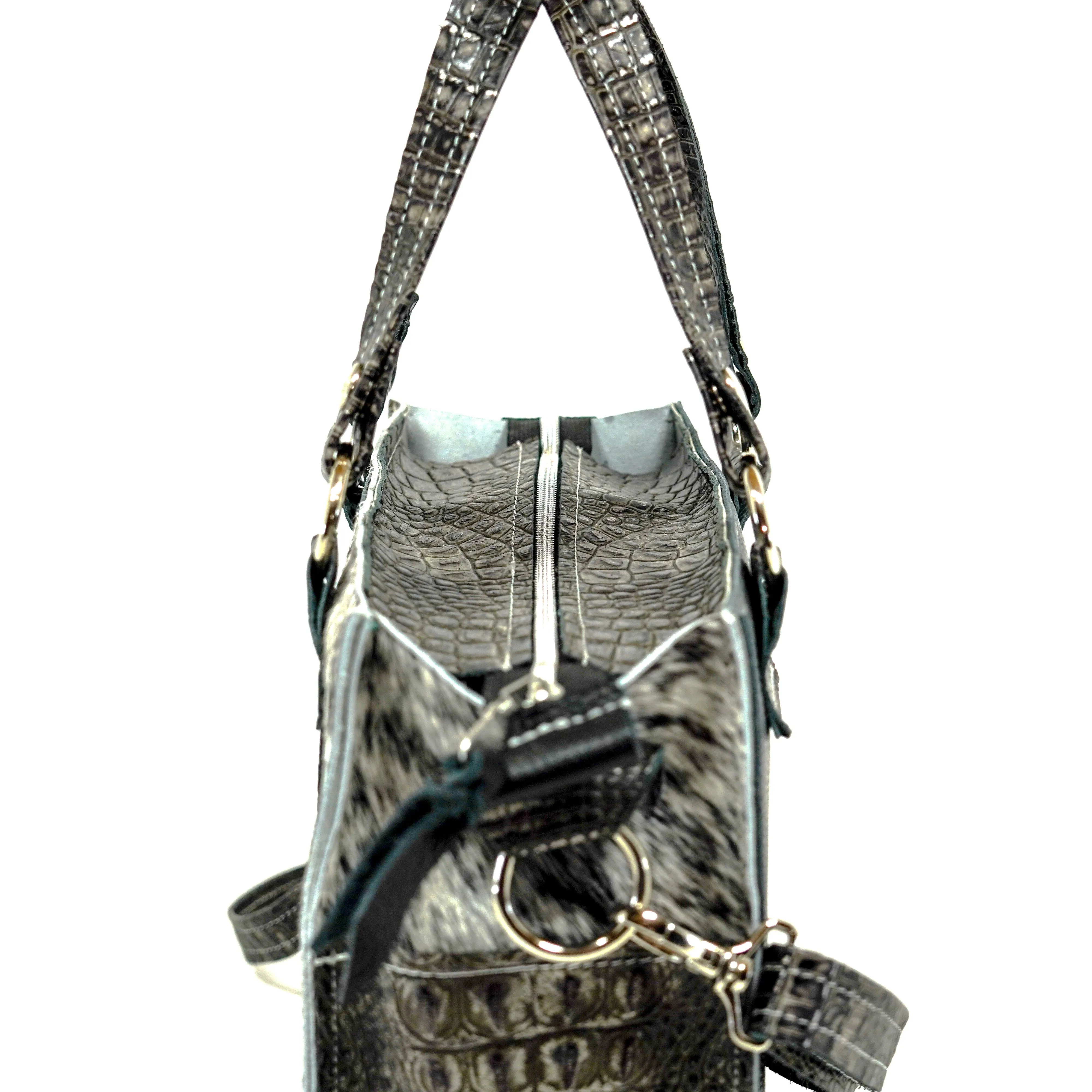 Minnie Pearl - Black & White w/ Smoke Show Croc