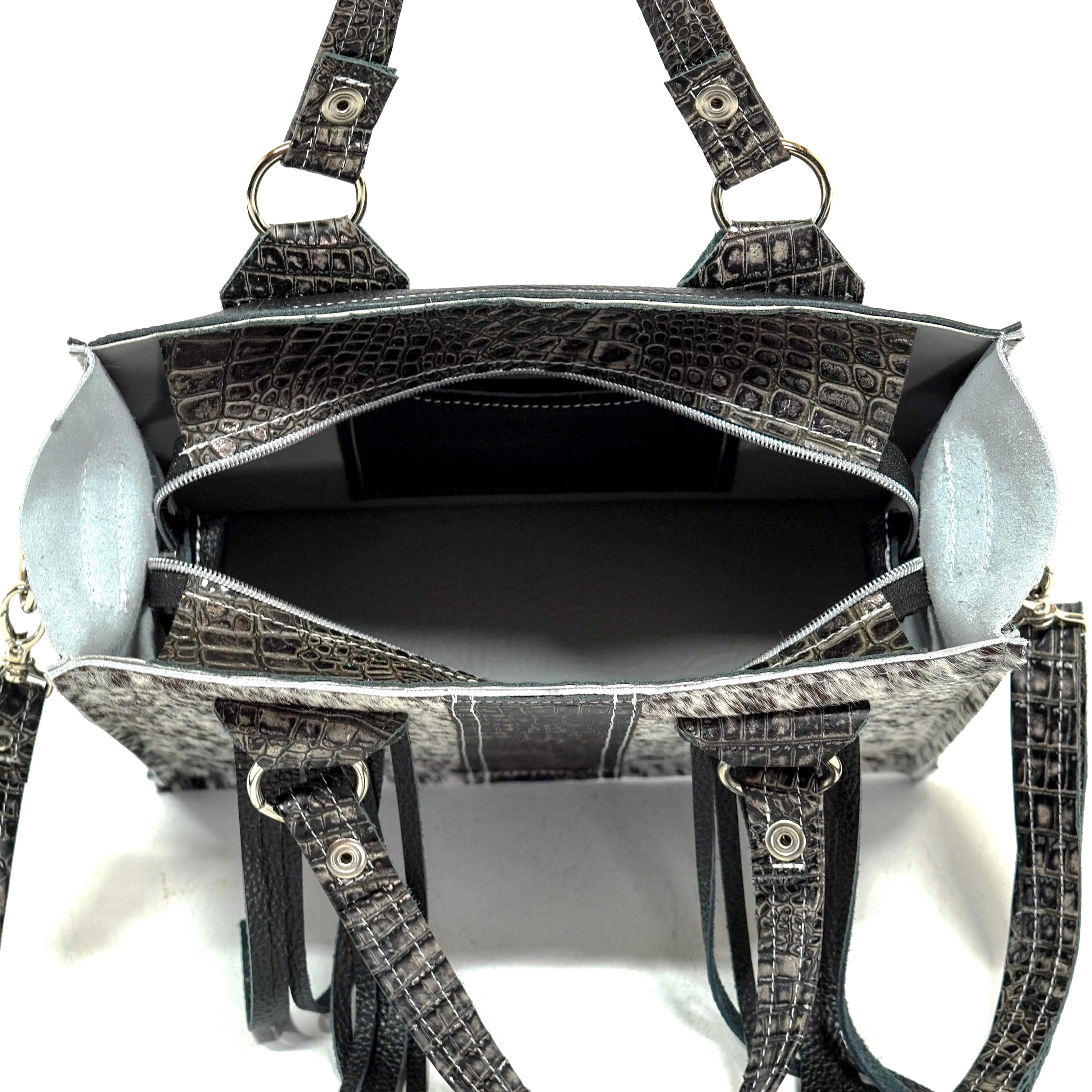 Minnie Pearl - Black & White w/ Smoke Show Croc