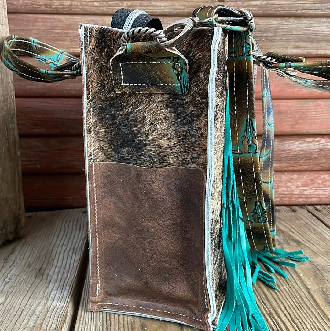 Minnie Pearl - Brindle w/ Patina Skulls