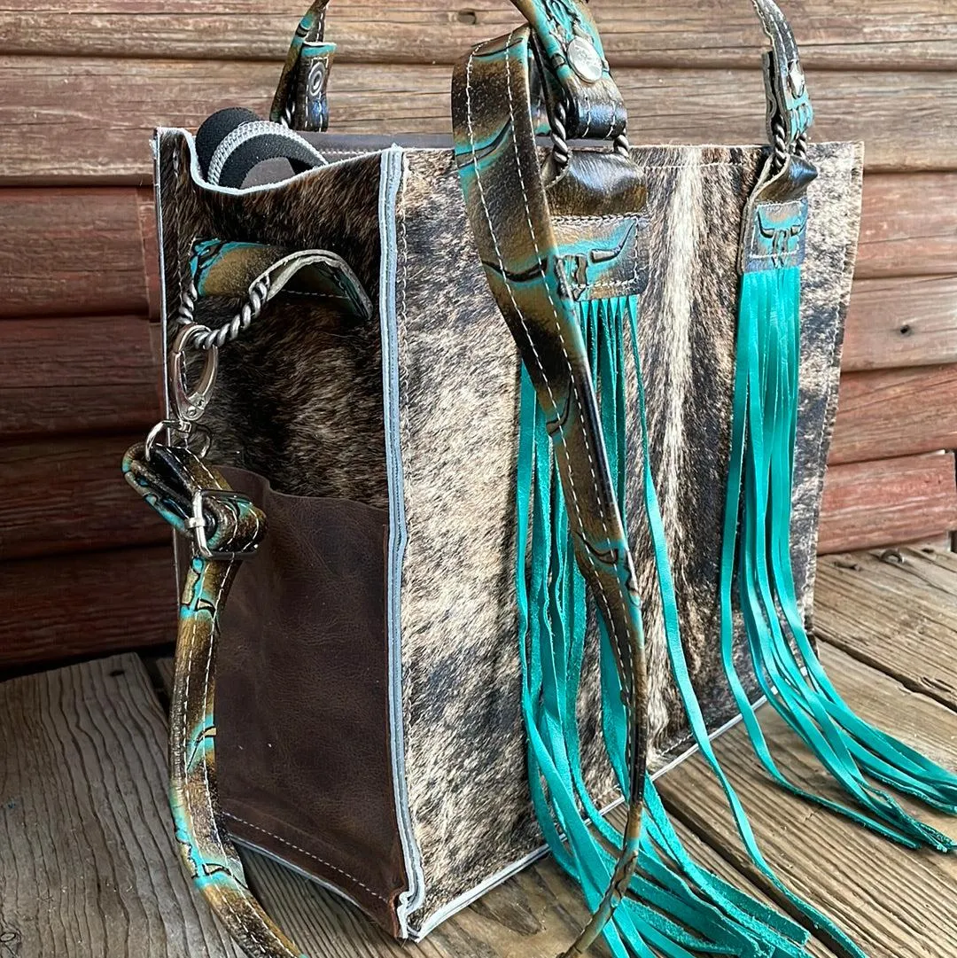 Minnie Pearl - Brindle w/ Patina Skulls