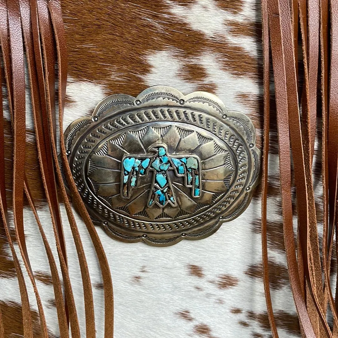 Minnie Pearl - Longhorn w/ Sepia Feathers w/ Concho