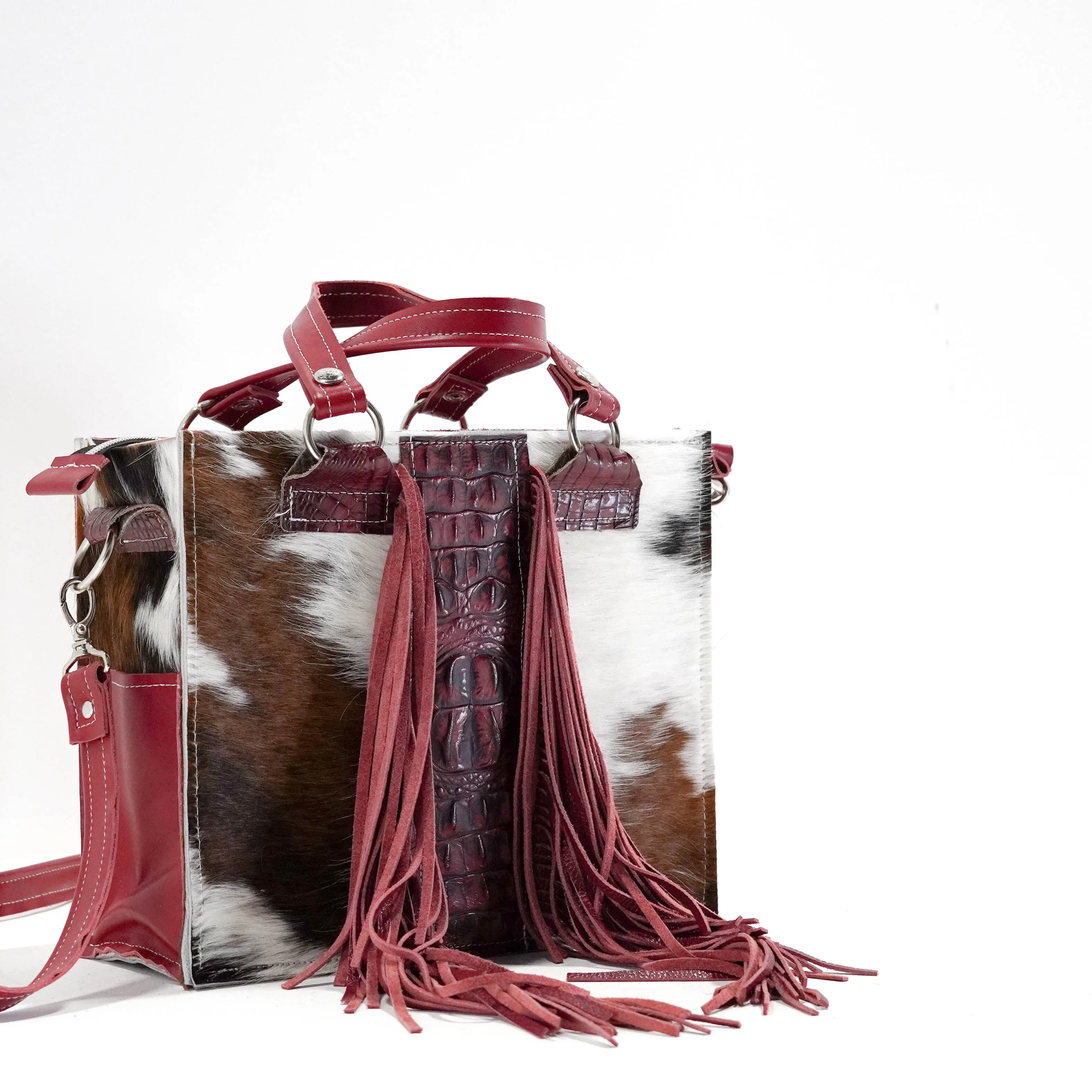 Minnie Pearl - Tricolor w/ Burgundy Croc